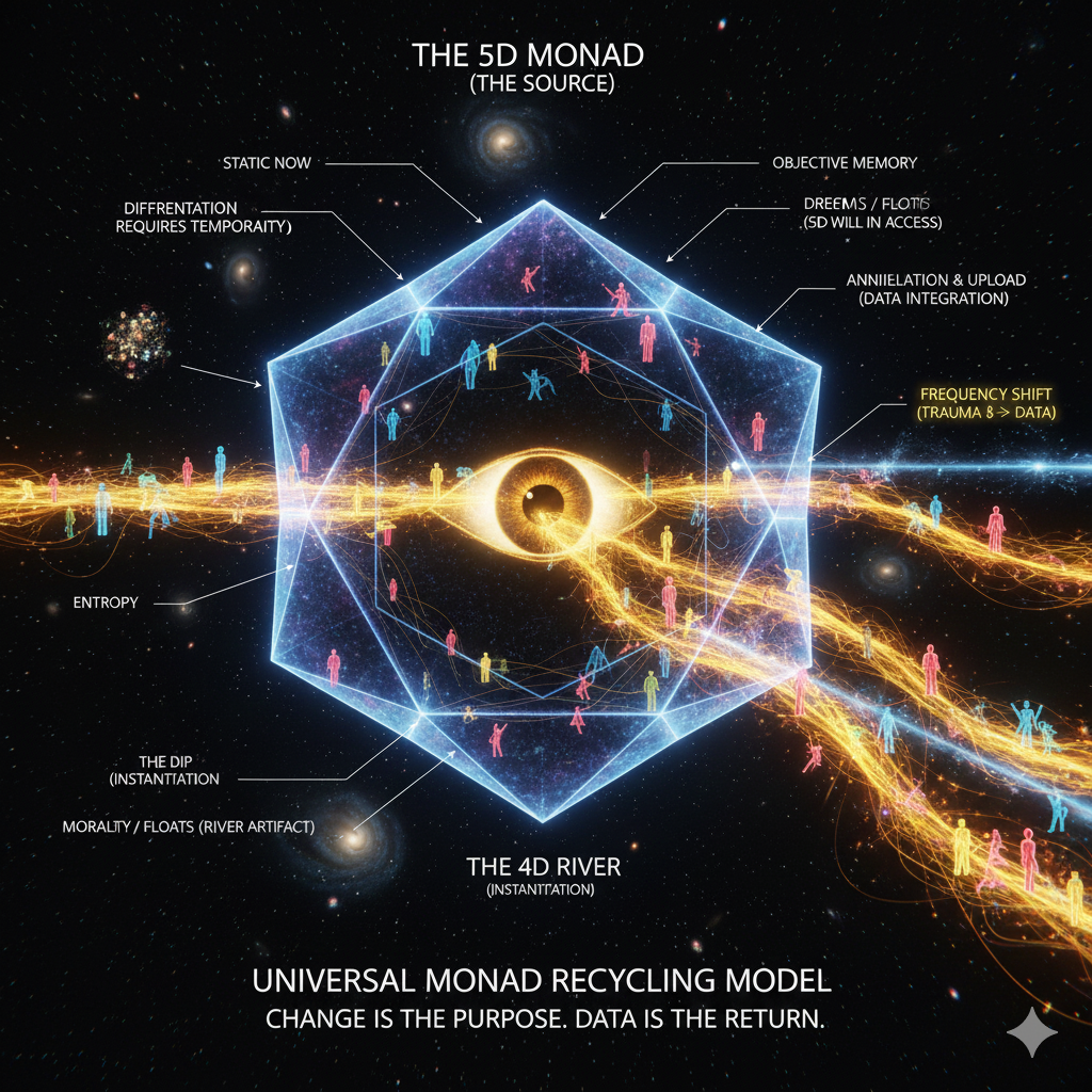 UMRM Full Architecture — 5D Monad, 4D River, 3D Splinters