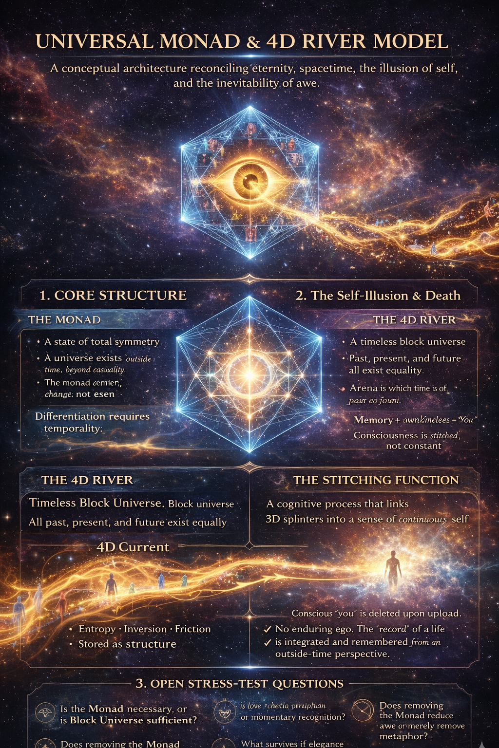 Universal Monad and 4D River Model — Conceptual Architecture
